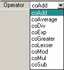 CalcOp Operator DropList