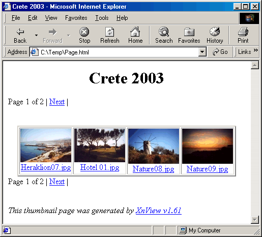 Example Web page Built Using XnView